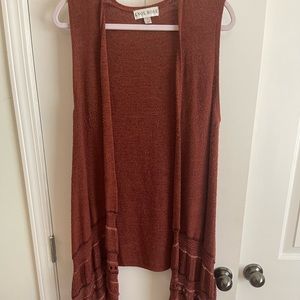 Knox Rose Sleeveless Embroidered Fringe Kimono Vest